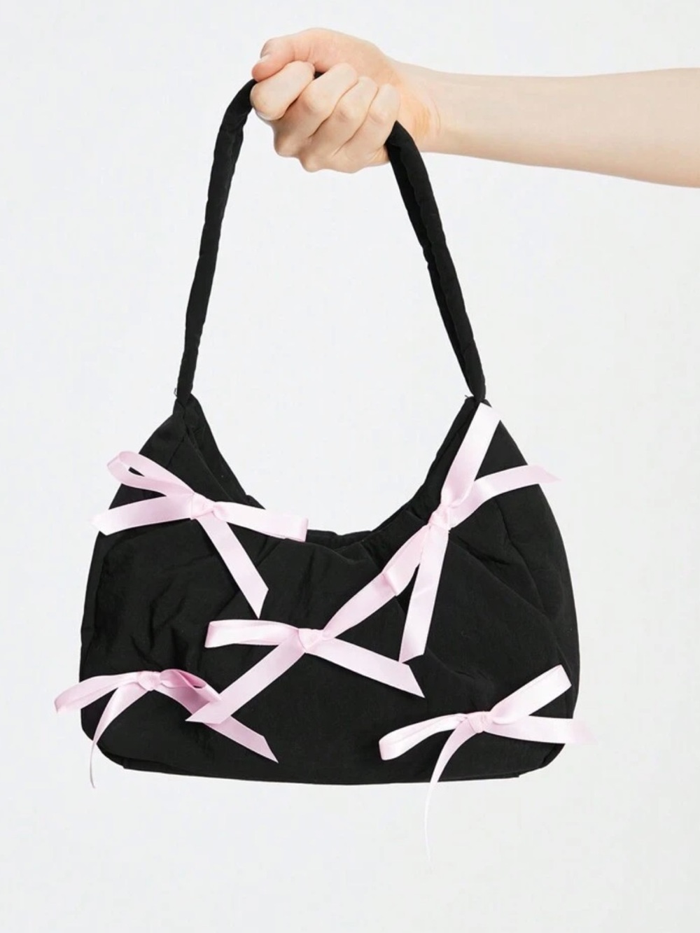 Urban Outfitters Black Shoulder Bag with Pink Ribbon Bows
